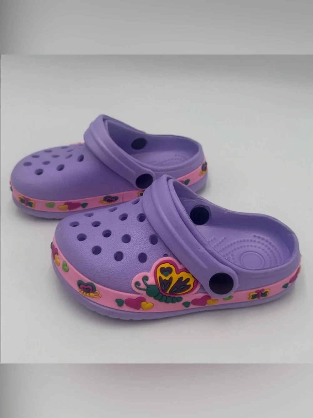 Kids Purple Butterfly Clog Sandals - Brand